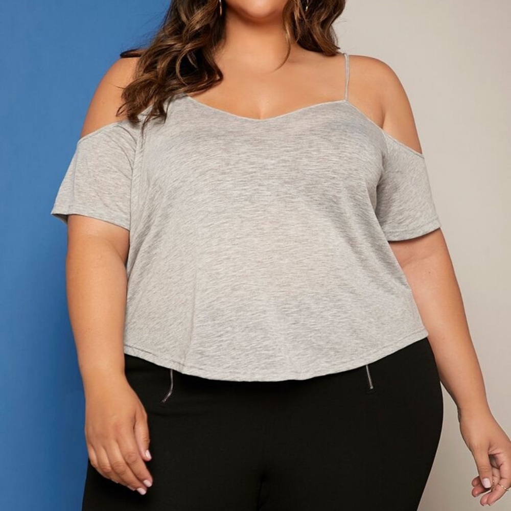 SHEIN Gray Crop Top with Cut Out Style